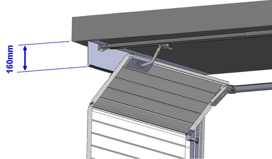 Schéma sans retombée de linteau porte sectionnelle