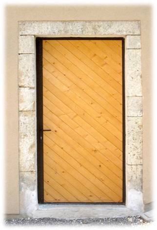 Porte de service isolée 40 mm avec revêtement en bois