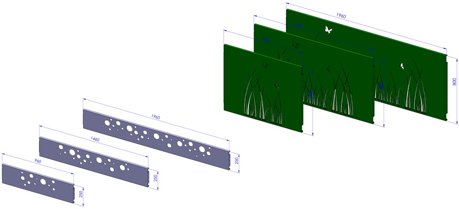 Panneaux brise vue en acier thermolaqué avec décors ajouré