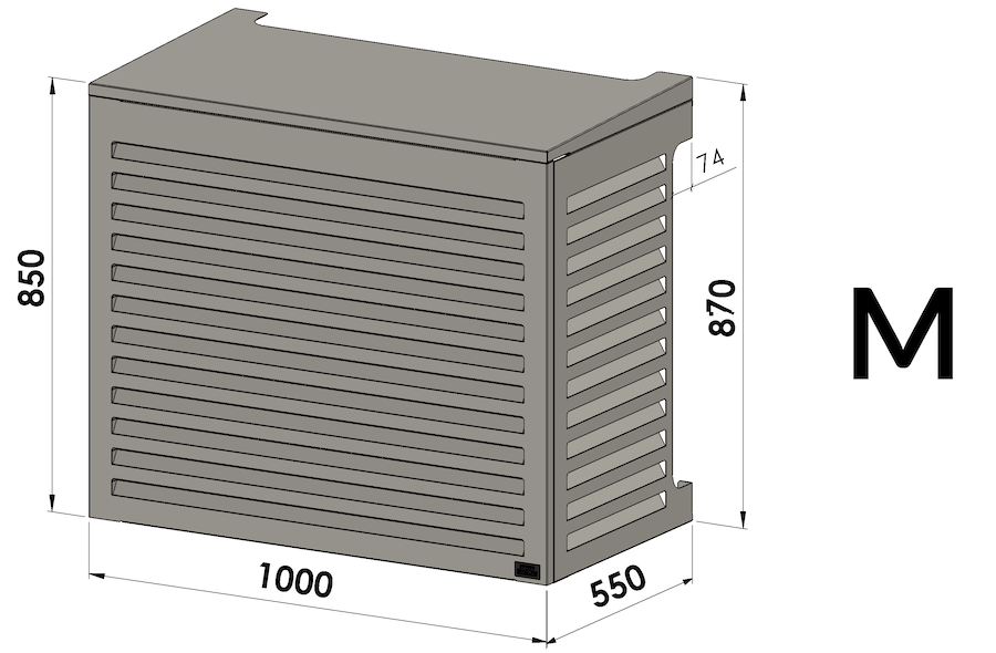Dimensions cache climatisation et pompe à chaleur - taille M